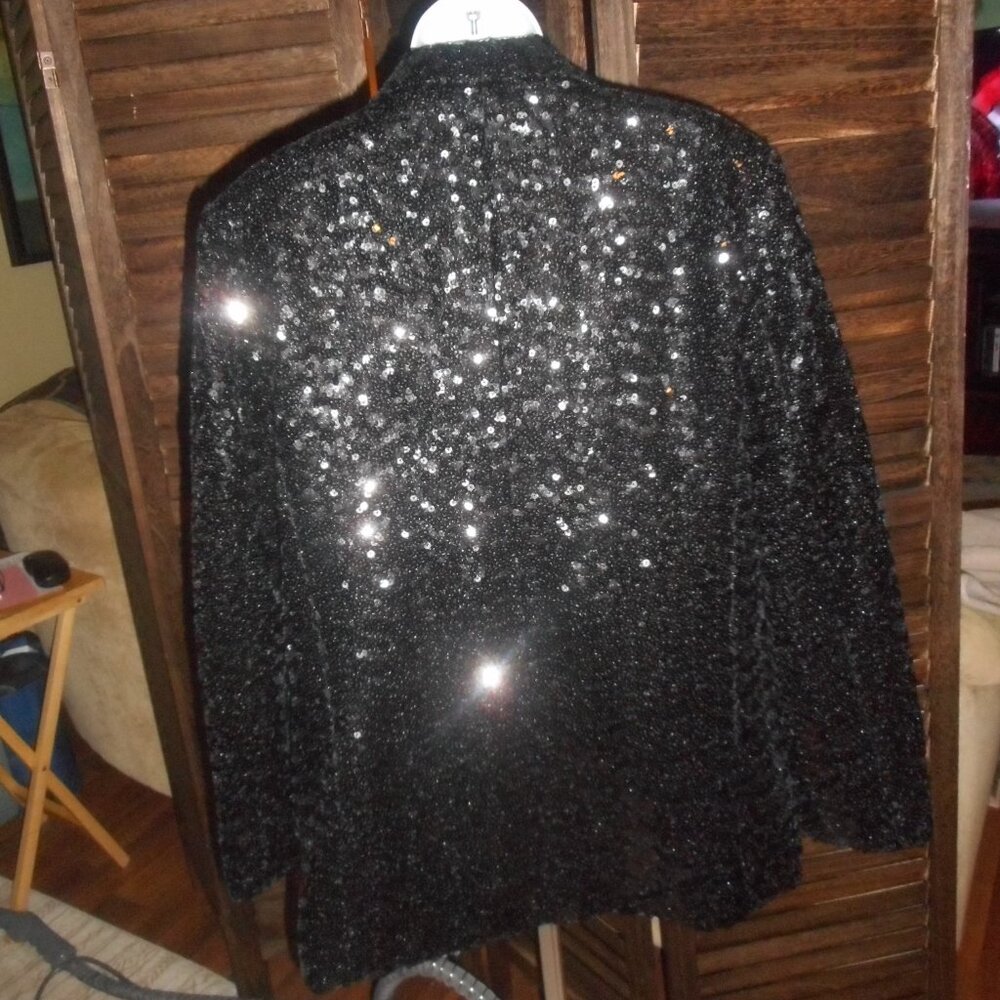 NWT Steve Madden Full black sequin blazer, size Small - Picture 13 of 14